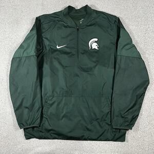 Michigan State Spartans Jacket Mens L Nike Team Issued 1/4 Zip Windbreaker